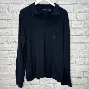 Structure Mens V-Neck Collared Knit Sweater Size XL Navy Blue Long Sleeve New